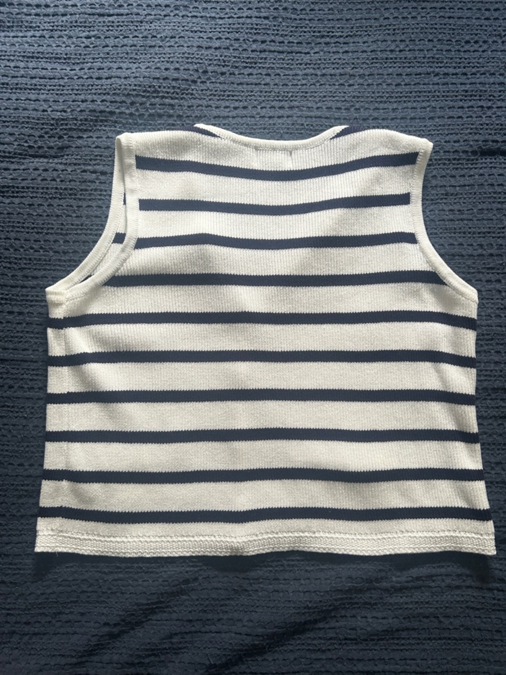 Evereve white & Navy Striped V-Neck Button Knit Vest - Picture 3 of 3
